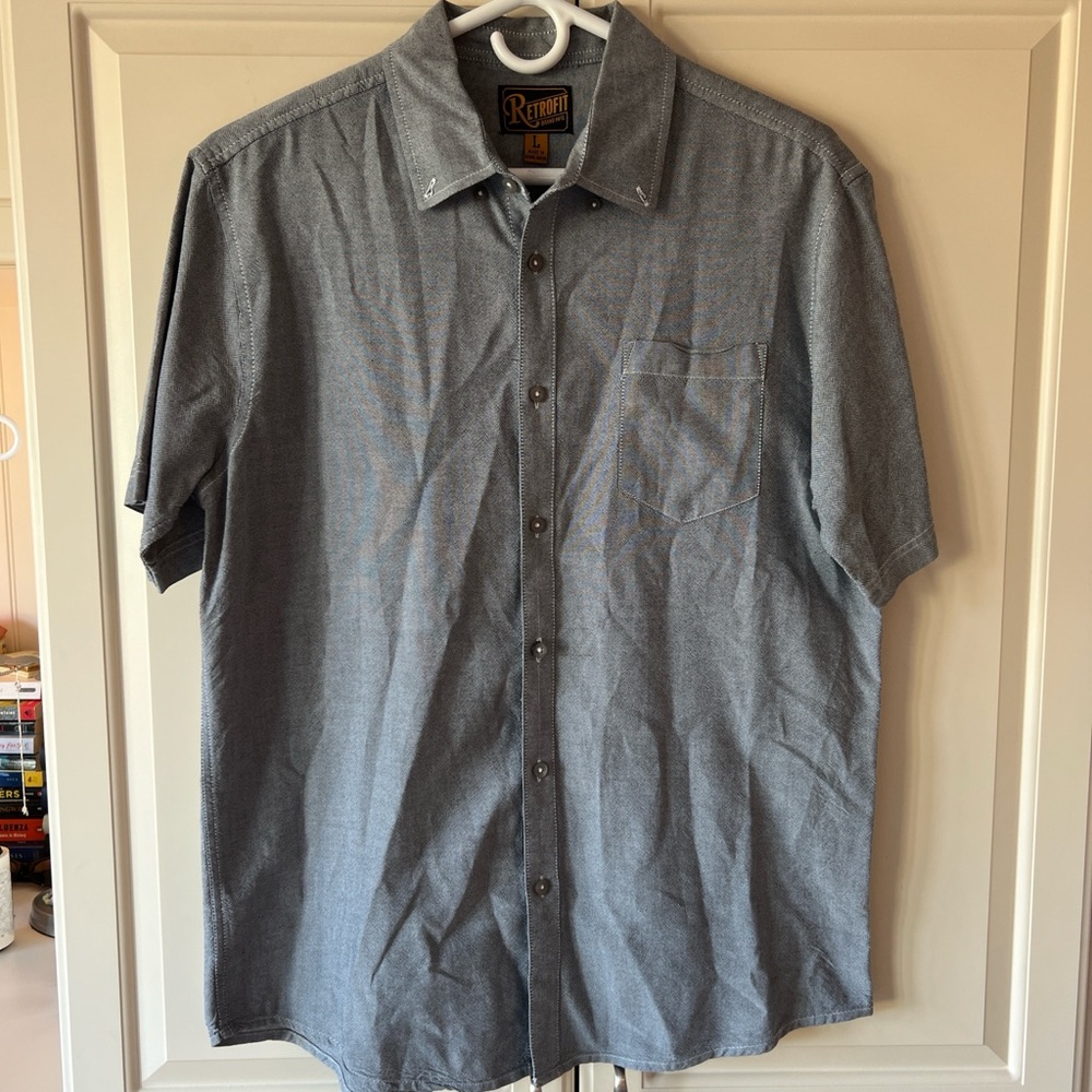 Retrofit Men's Short Sleeve Button-Down Shirt in Slate Blue